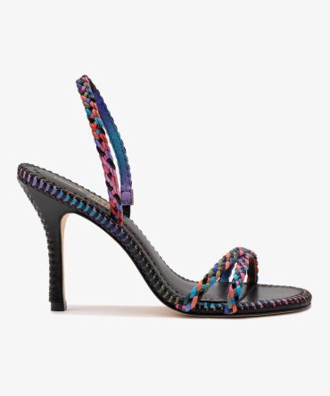 Larroudé x Jonathan Cohen Annie Sandal In Black and Rainbow Leather