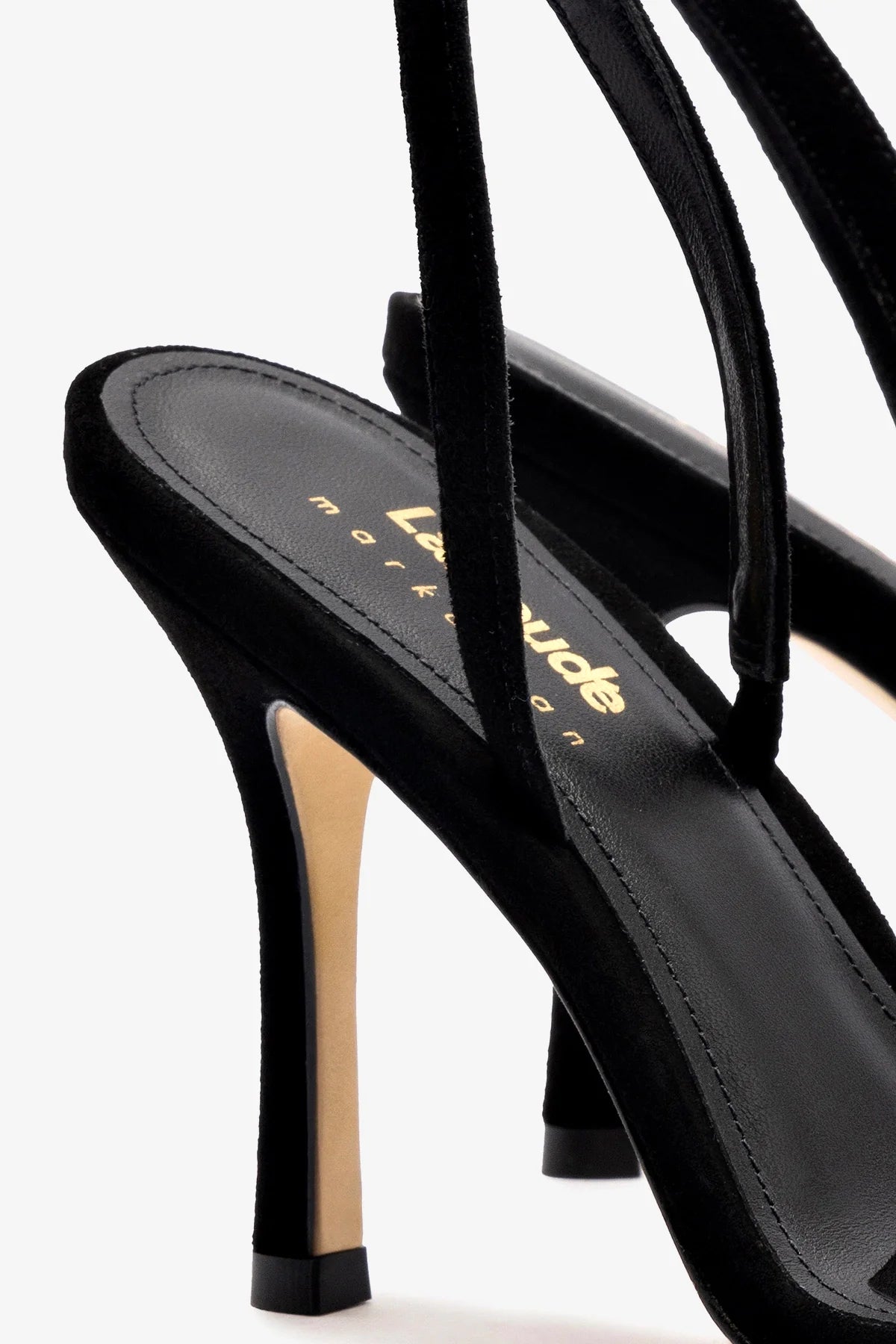 Larroudé x Markarian Sandal In Black Suede - Image 4