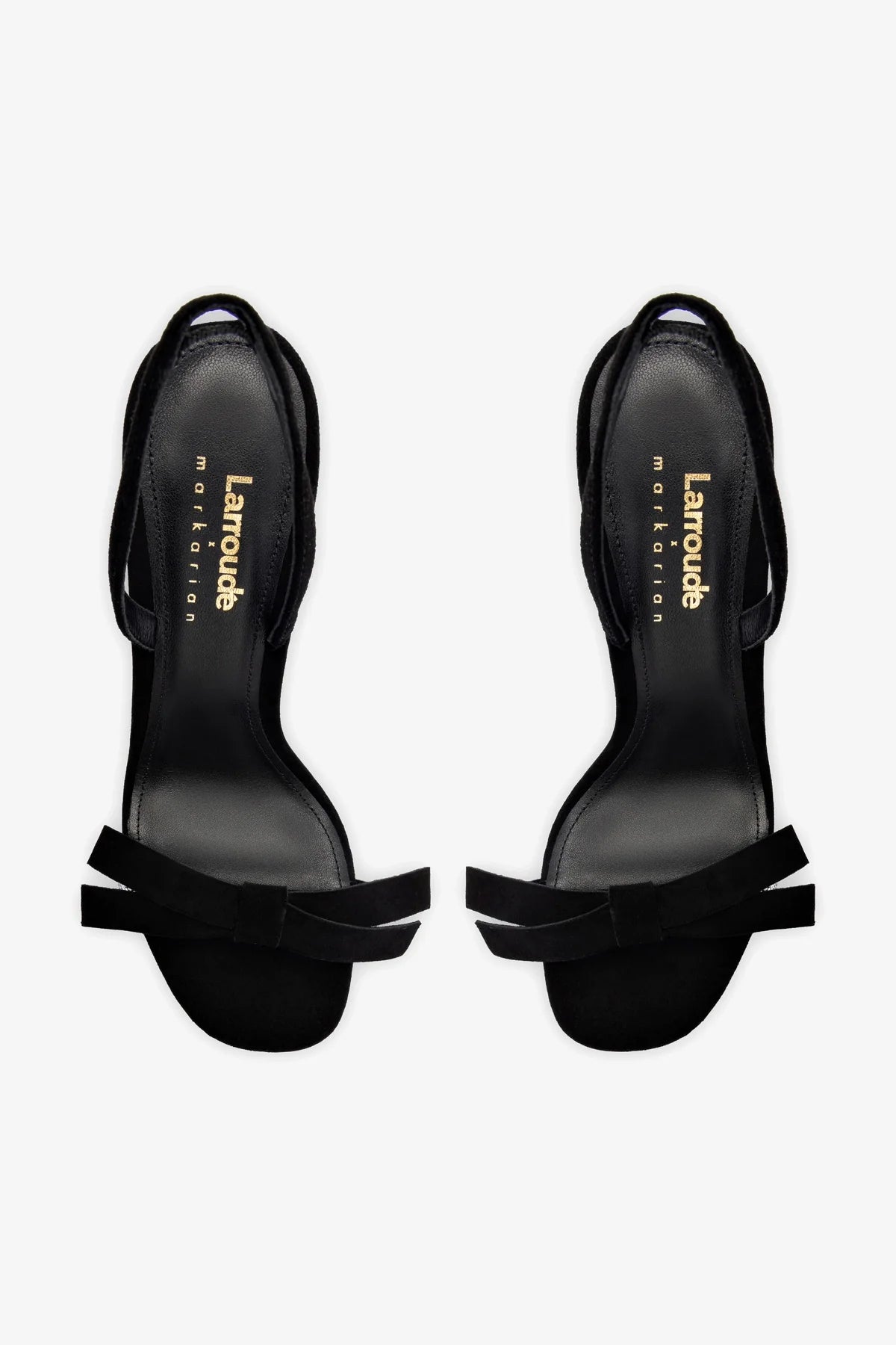 Larroudé x Markarian Sandal In Black Suede and Crystals - Image 3