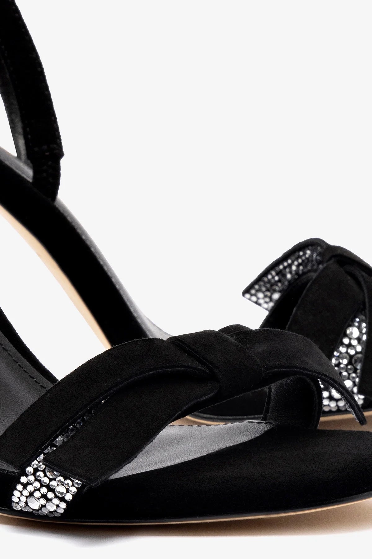 Larroudé x Markarian Sandal In Black Suede and Crystals - Image 4