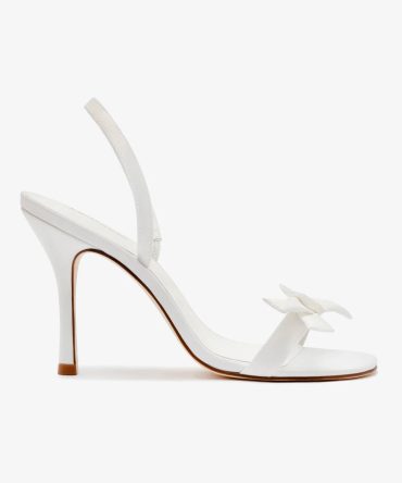Larroudé x Markarian Bridal Sandal In White Satin