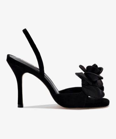 Salma Sandal In Black Suede and Satin