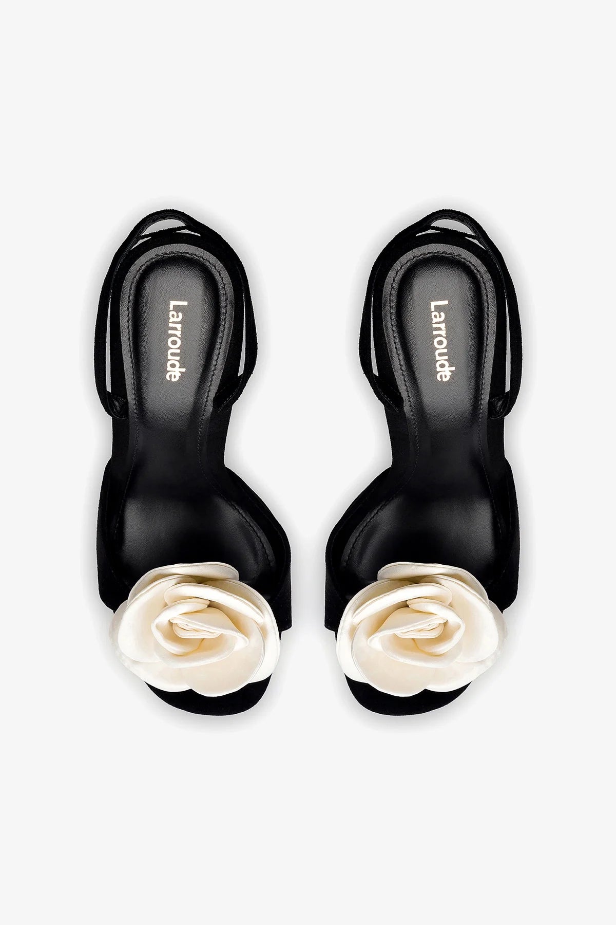 Salma Sandal In Black Suede and Ivory Satin - Image 3