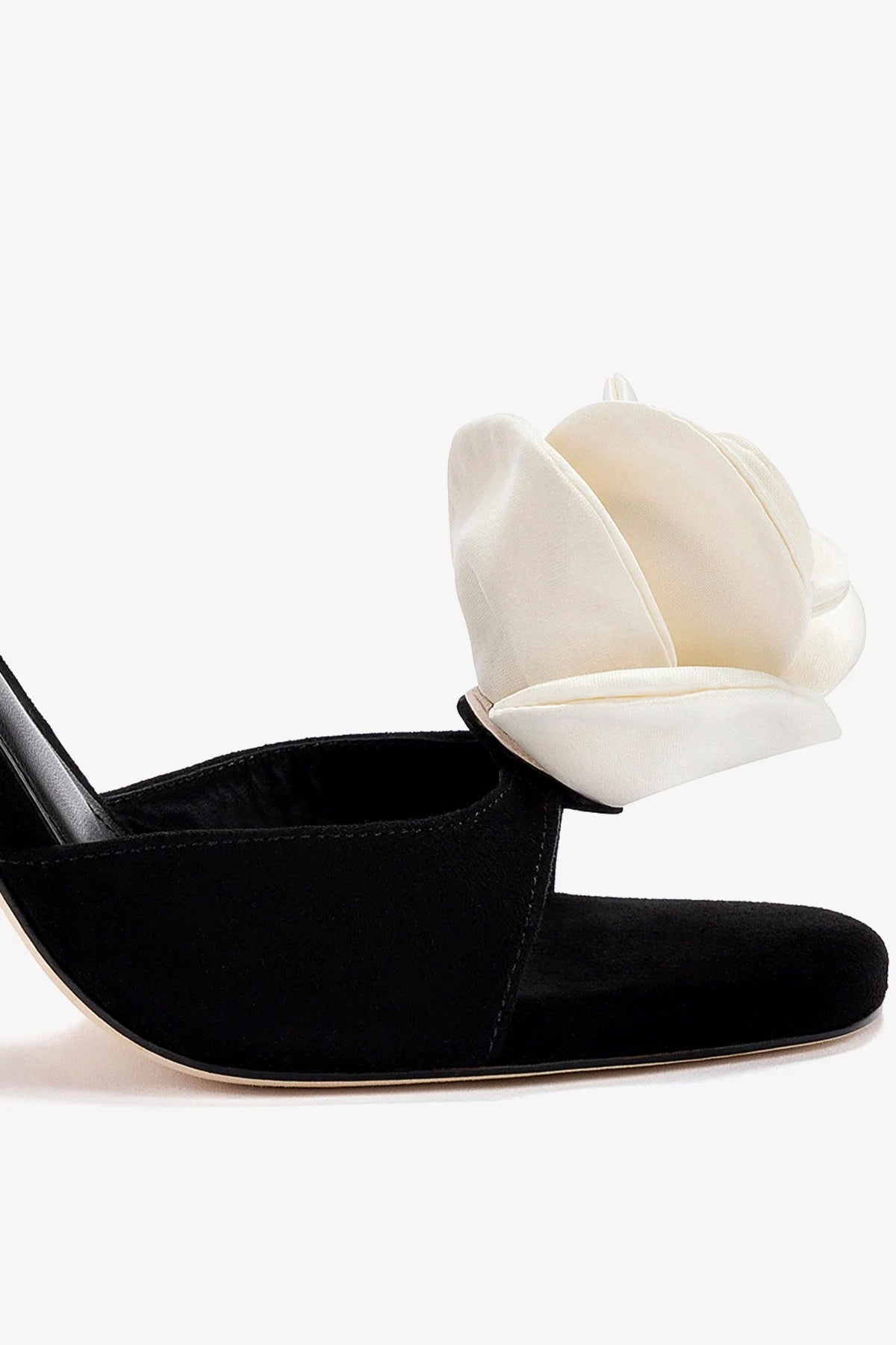 Salma Sandal In Black Suede and Ivory Satin - Image 4