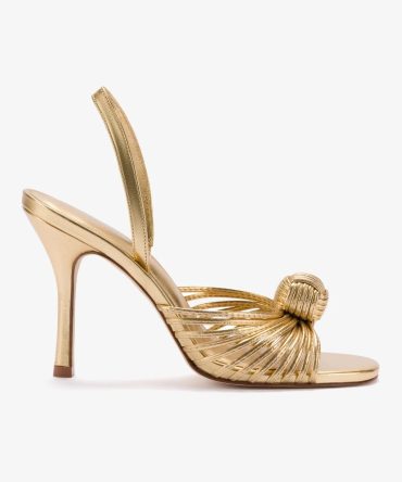 Valerie Slingback Sandal In Gold Metallic Leather