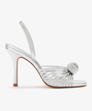 Valerie Slingback Sandal In Silver Metallic Leather