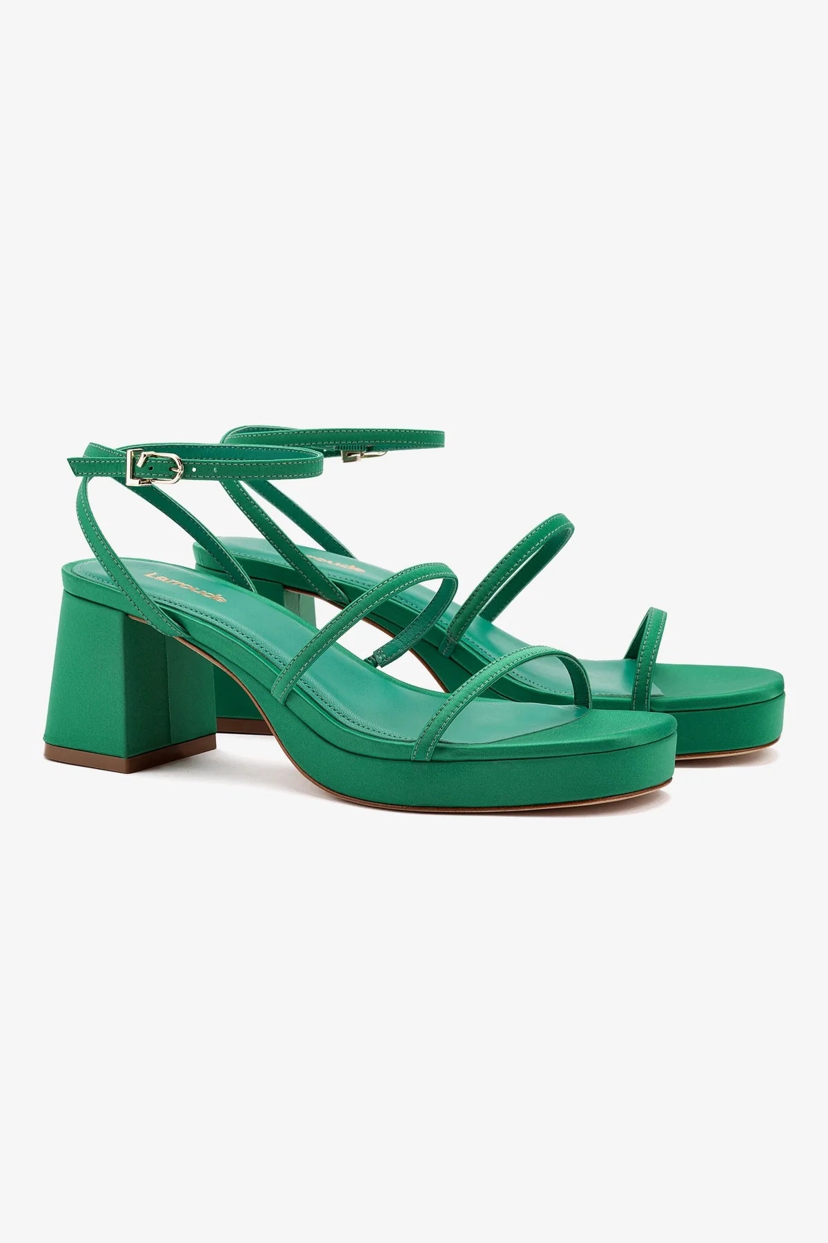 Gio Sandal In Green Satin - Image 2