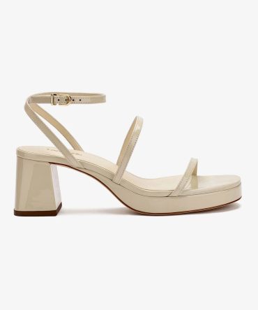 Gio Sandal In Ivory Patent Leather