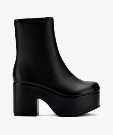 Miso Platform Boot In Black Stretch Leather