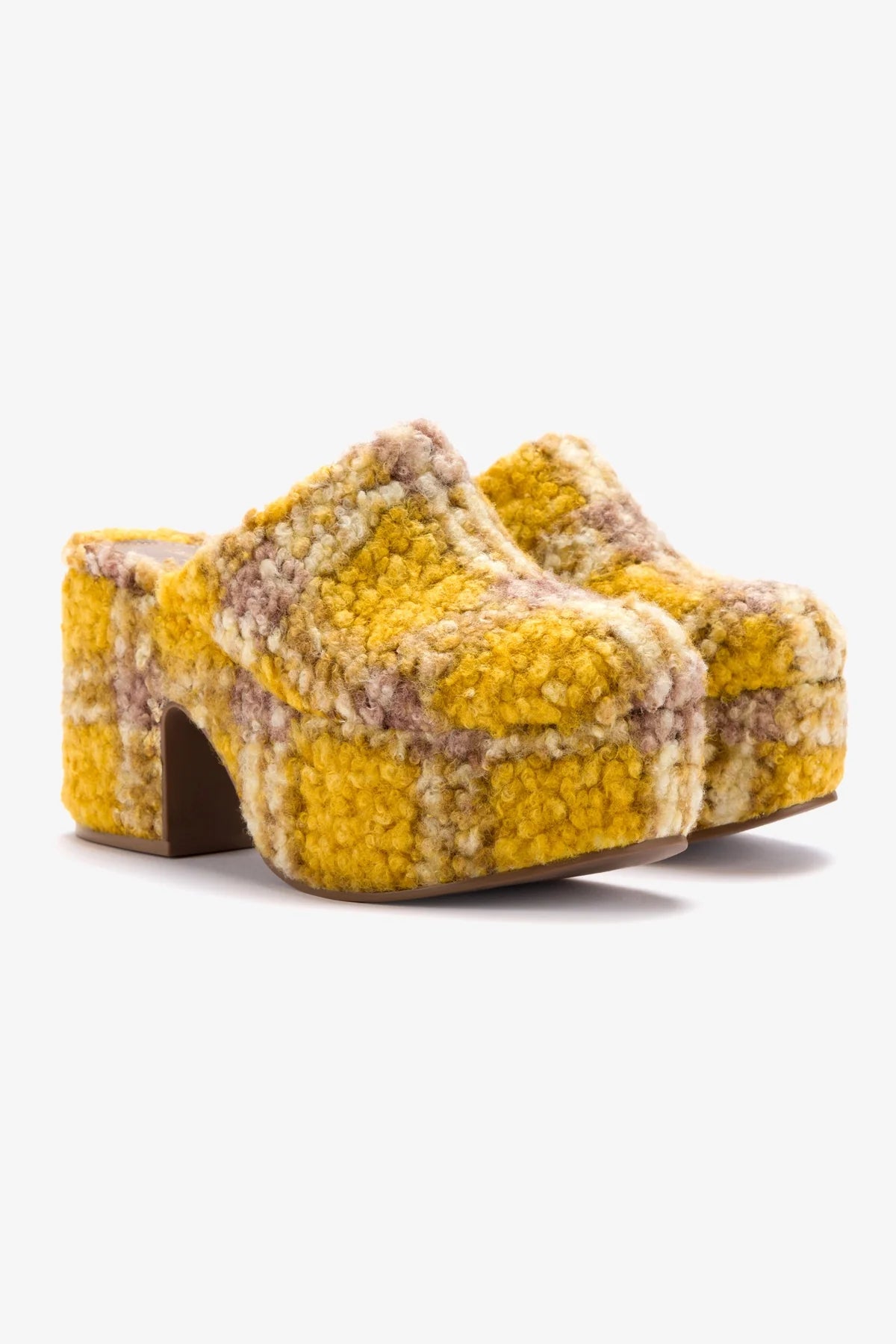 Miso Platform Clog In Dijon Plaid Shearling - Image 2