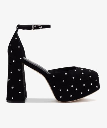 Ari Pump In Black Suede and Silver Stars