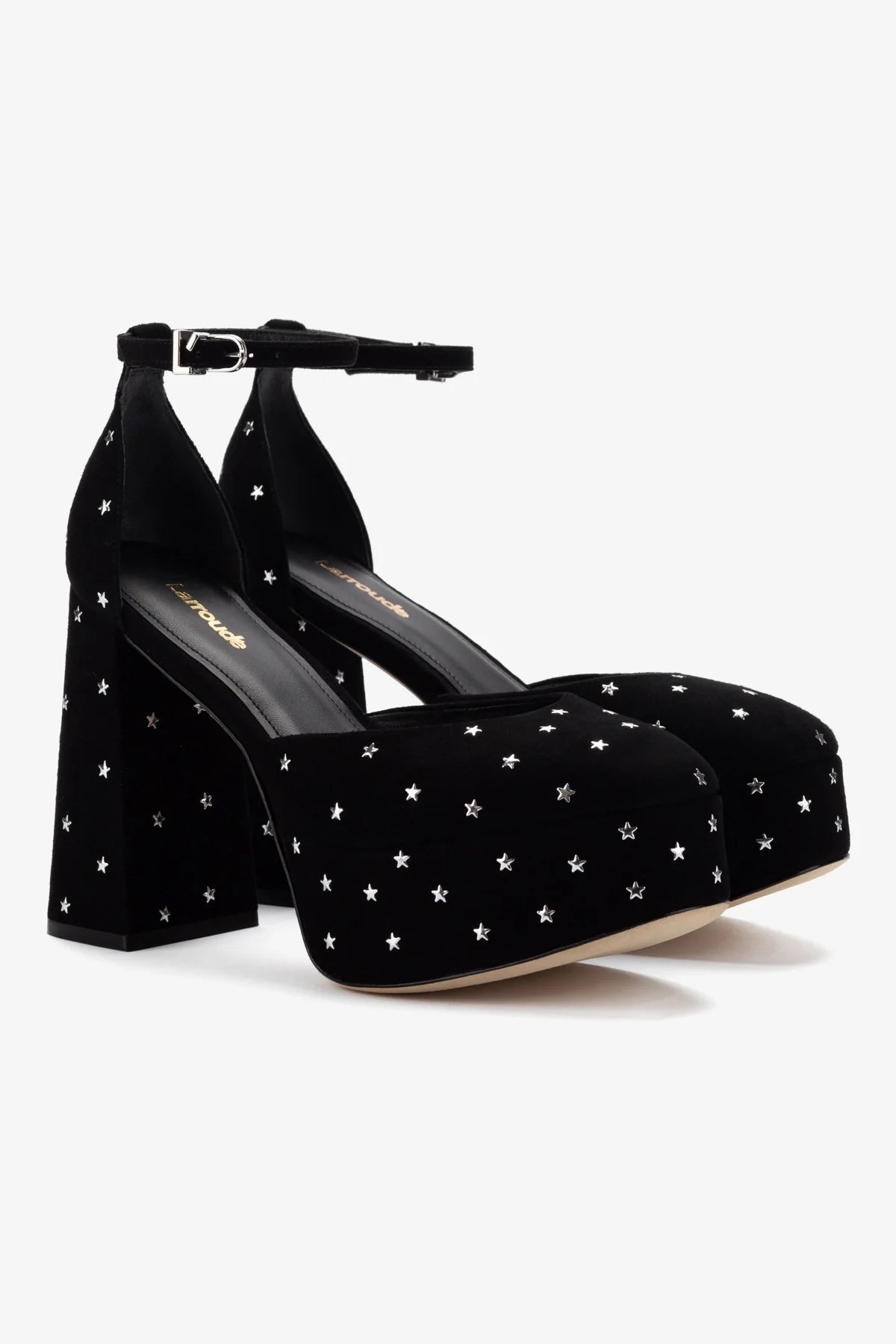 Ari Pump In Black Suede and Silver Stars - Image 2