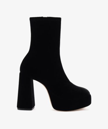 Dolly Stretch Boot In Black Velvet
