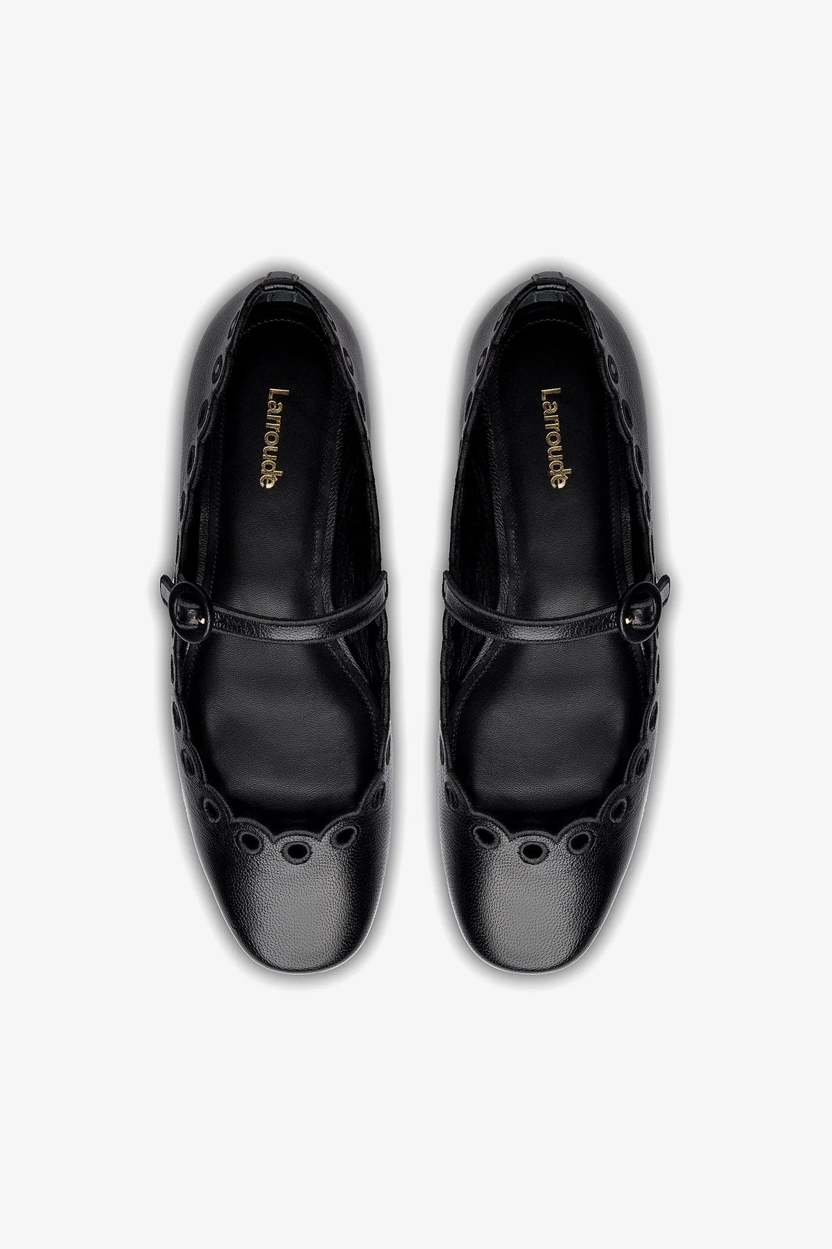 Blair Broderie Ballet Flat In Black Leather - Image 3