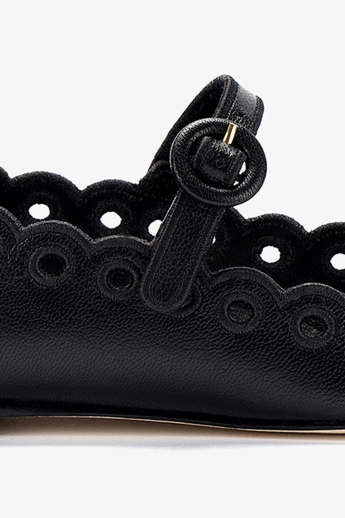 Blair Broderie Ballet Flat In Black Leather - Image 4