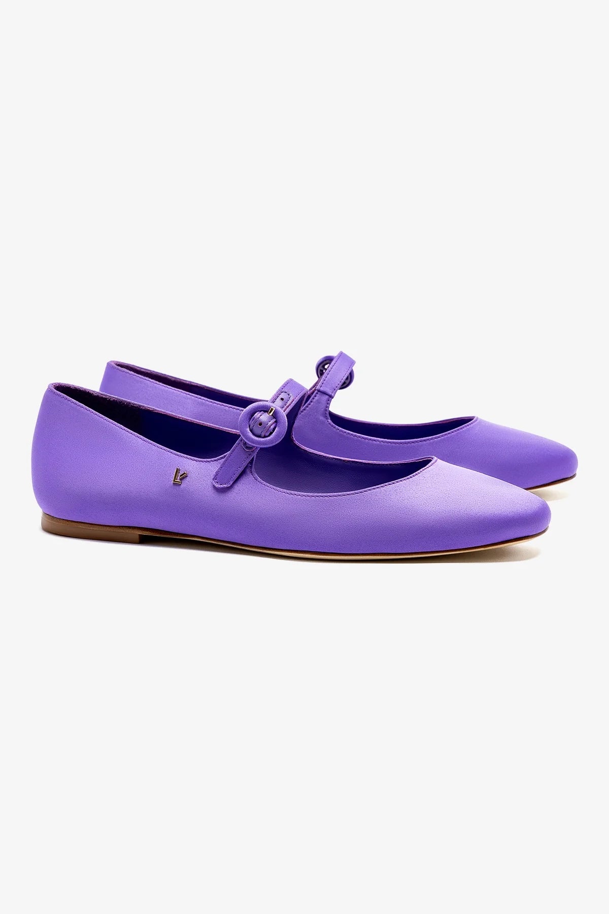 Blair Ballet Flat In Violet Satin - Image 2