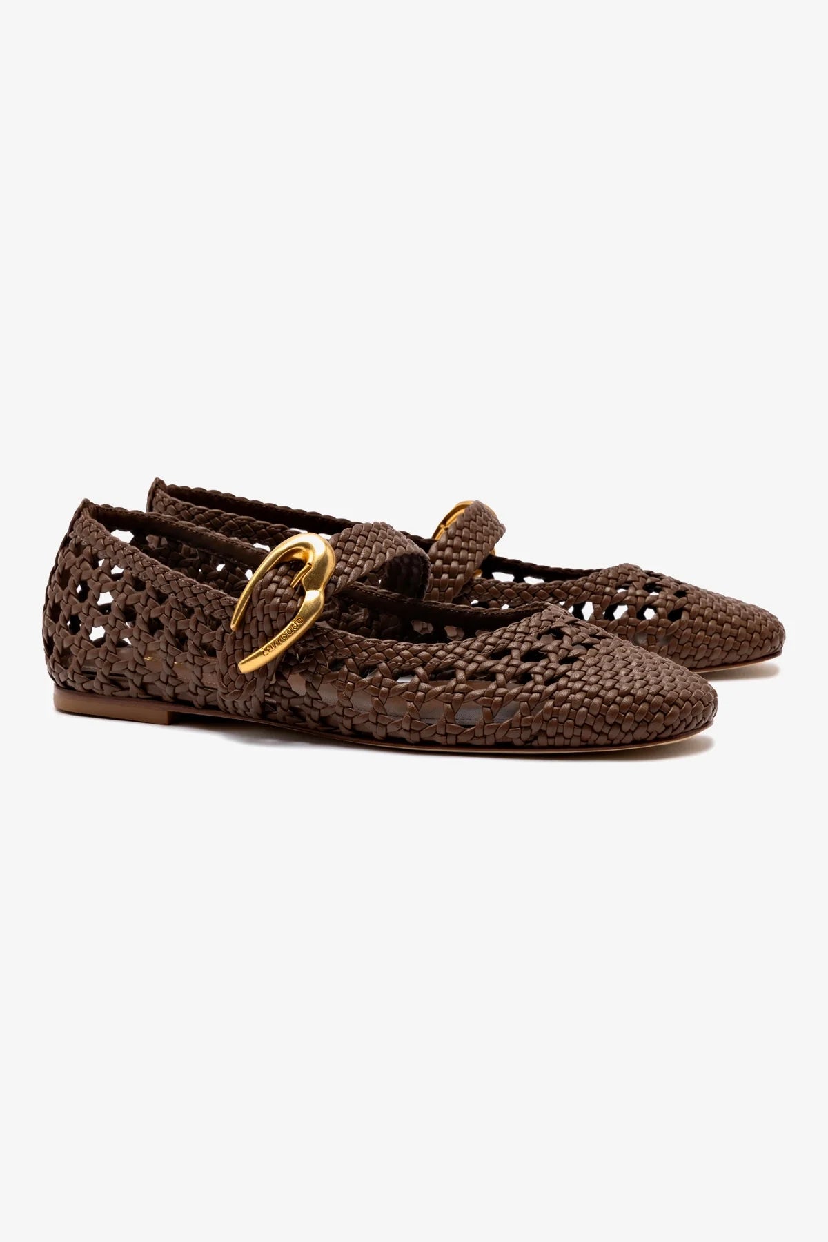 Verona Macrame Ballet Flat In Burnt Umber Leather - Image 2