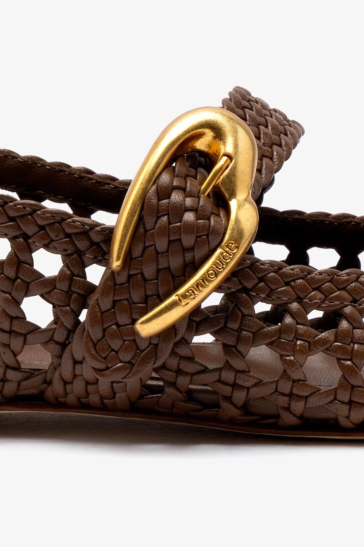 Verona Macrame Ballet Flat In Burnt Umber Leather - Image 4