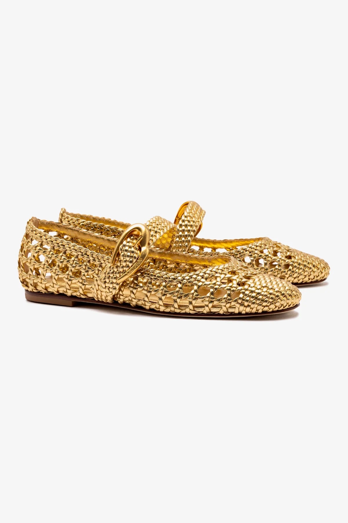 Verona Macrame Ballet Flat In Gold Metallic Leather - Image 2