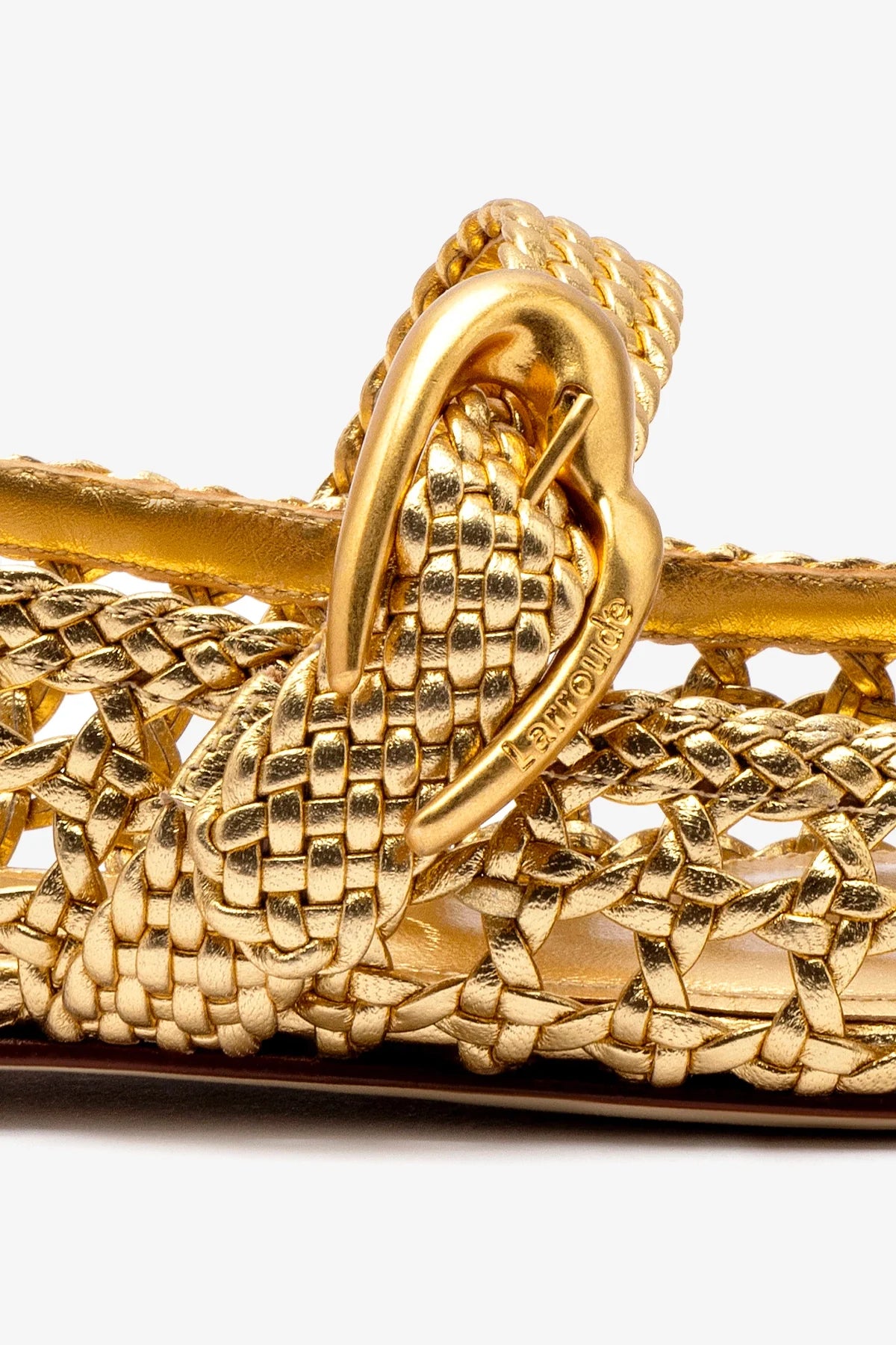 Verona Macrame Ballet Flat In Gold Metallic Leather - Image 4