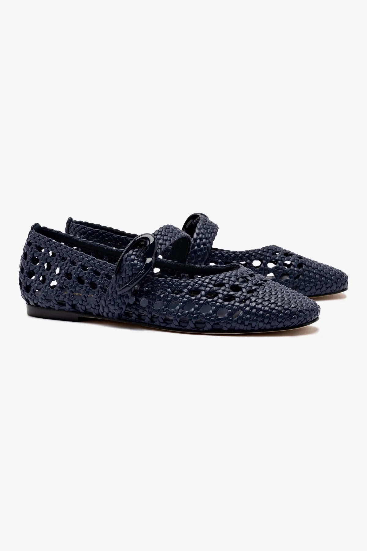 Verona Macrame Ballet Flat In Navy Leather - Image 2