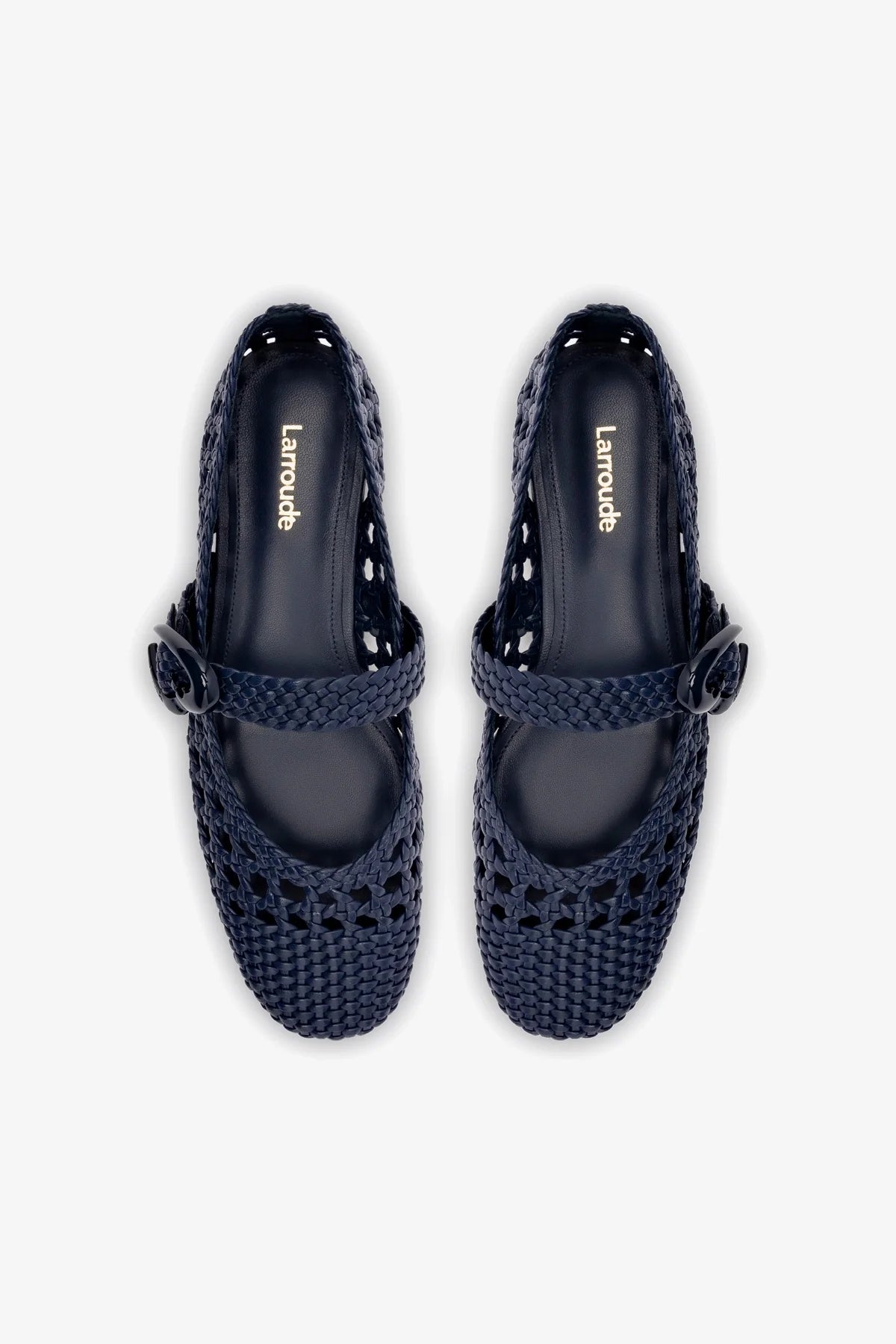 Verona Macrame Ballet Flat In Navy Leather - Image 3