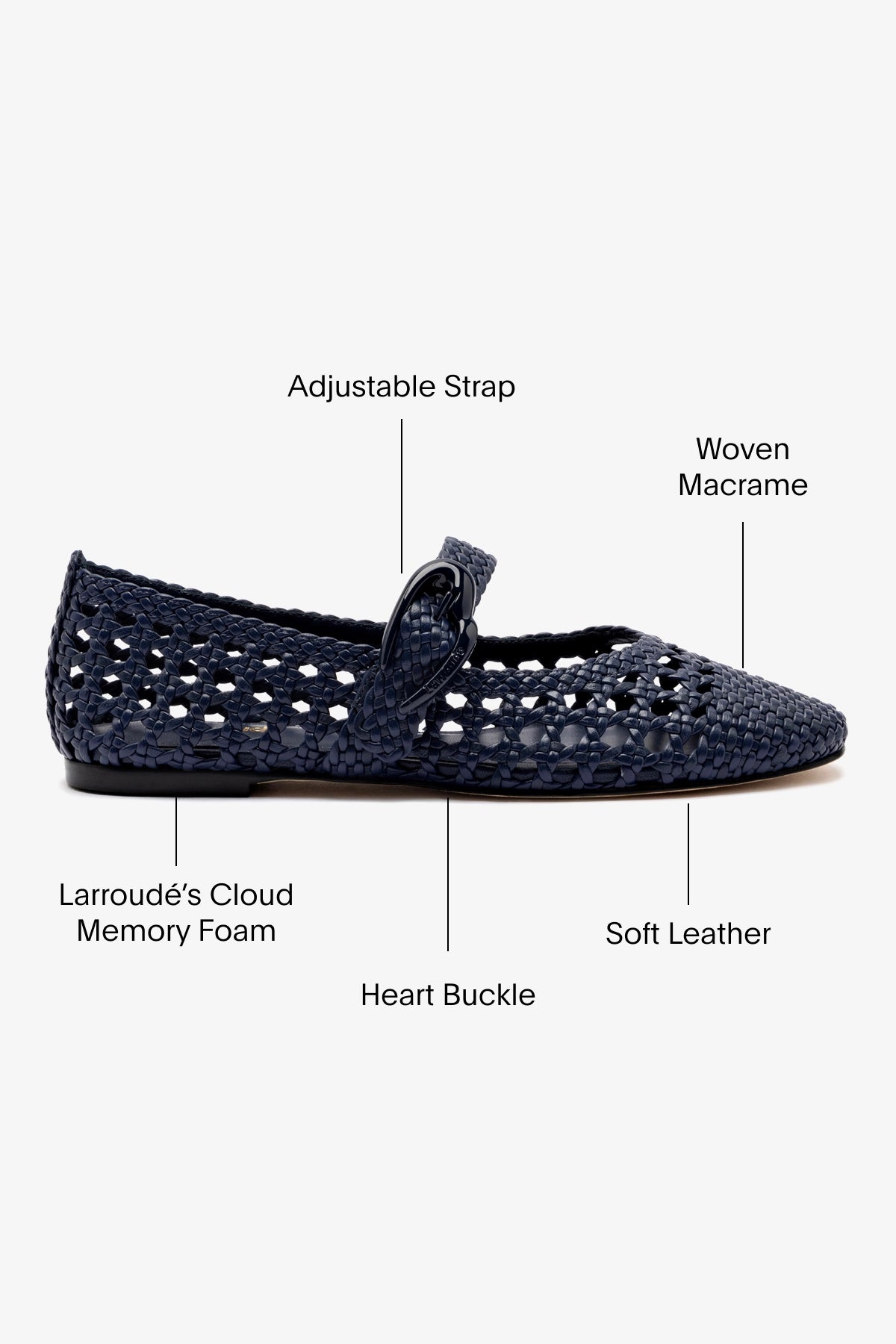 Verona Macrame Ballet Flat In Navy Leather - Image 5