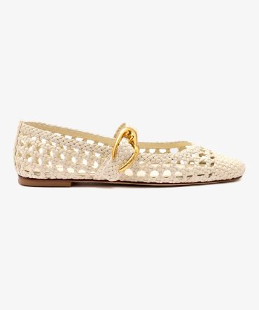 Verona Macrame Ballet Flat In Ivory Leather