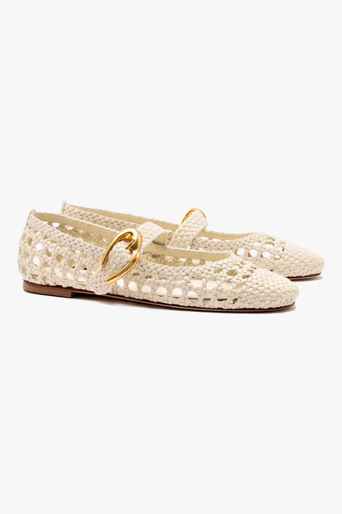 Verona Macrame Ballet Flat In Ivory Leather - Image 2