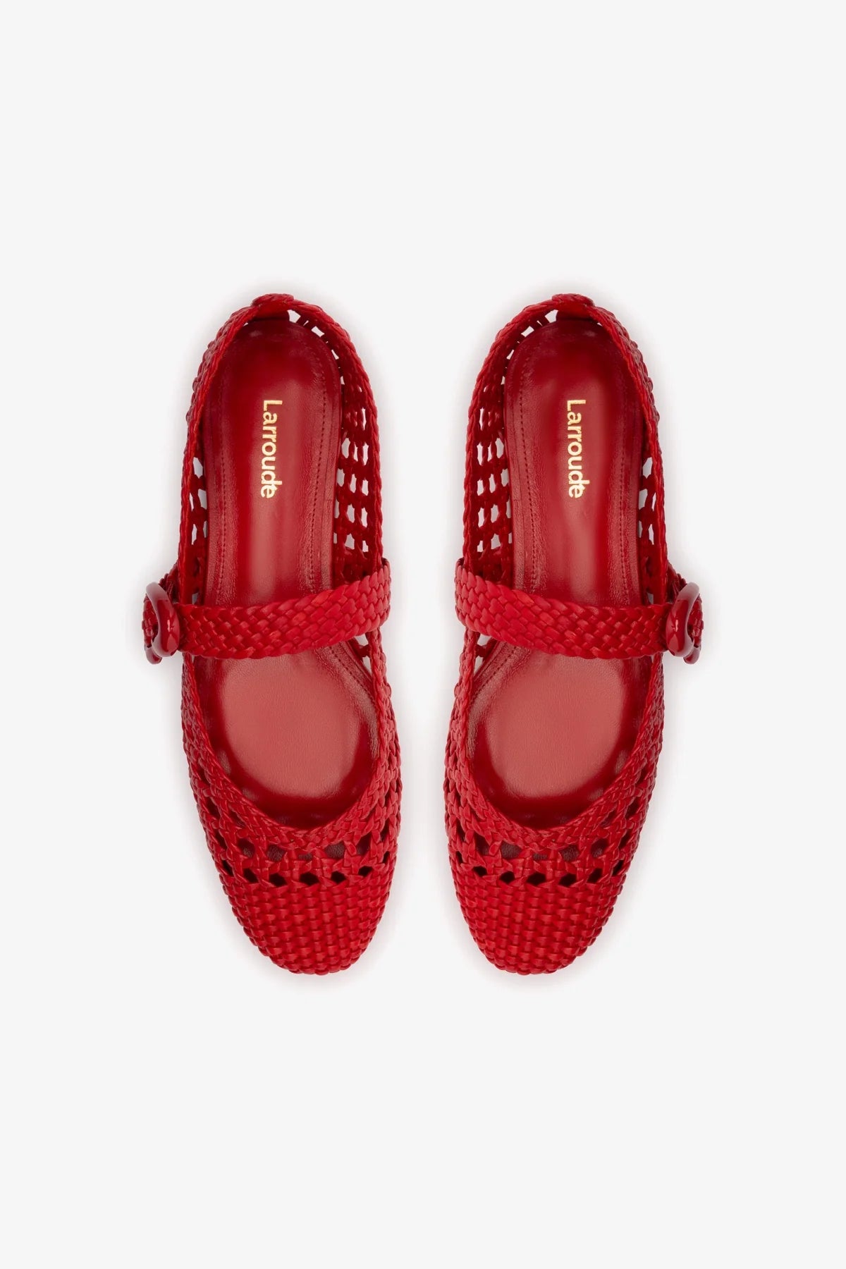 Verona Macrame Ballet Flat In Scarlet Leather - Image 3