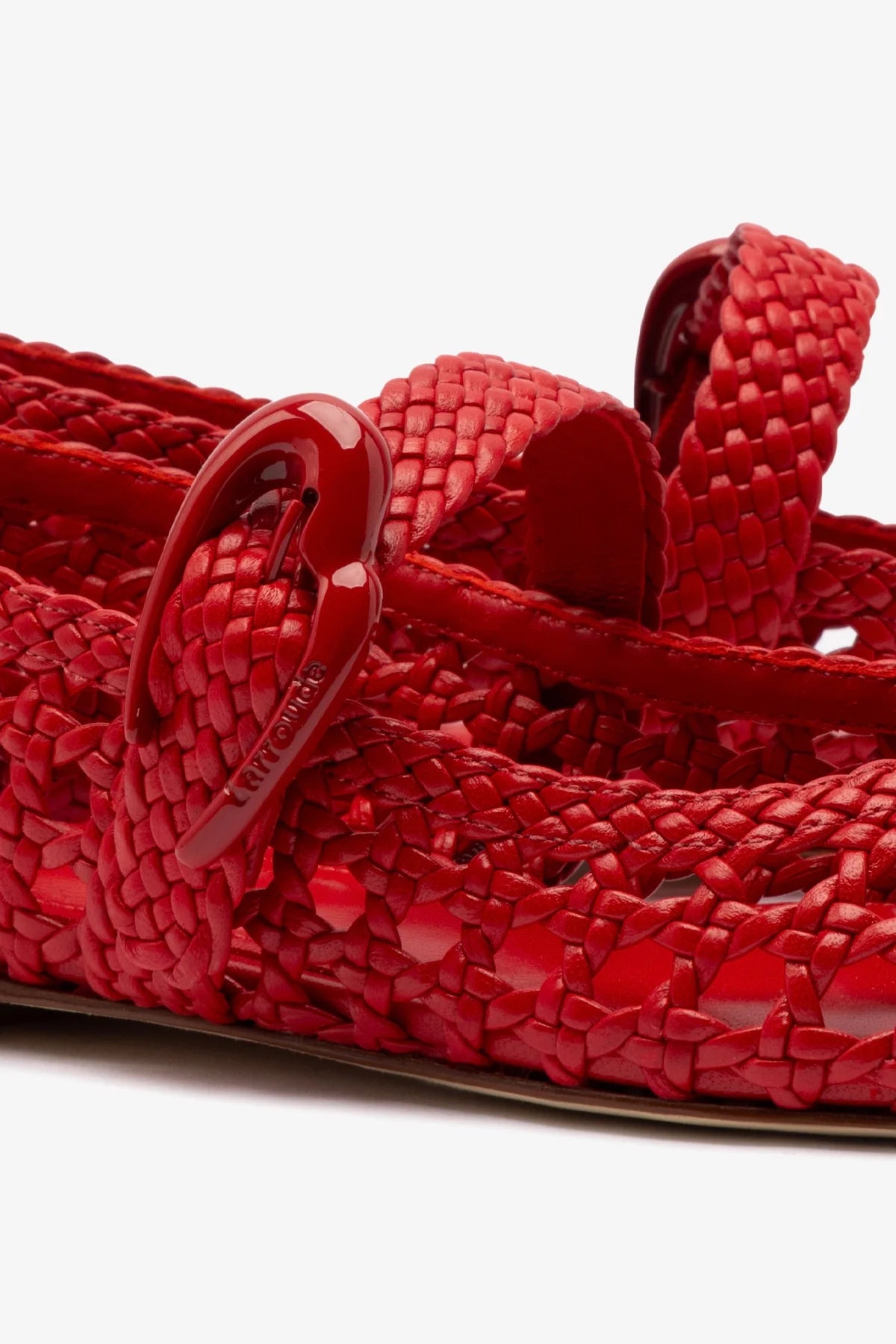 Verona Macrame Ballet Flat In Scarlet Leather - Image 4