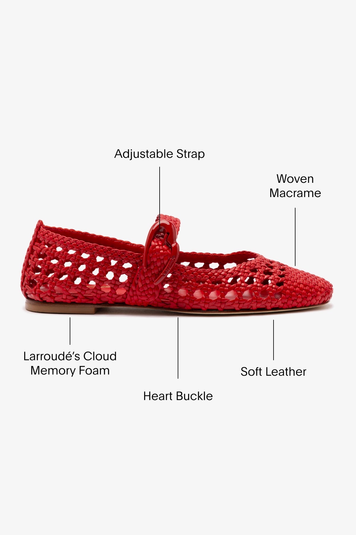 Verona Macrame Ballet Flat In Scarlet Leather - Image 5