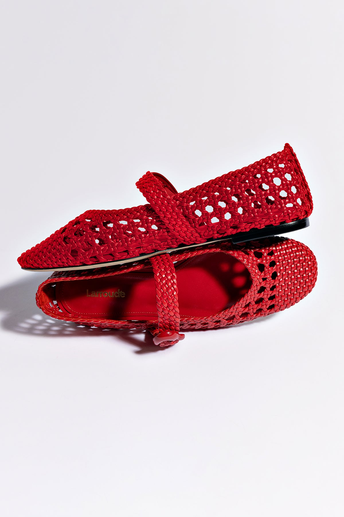 Verona Macrame Ballet Flat In Scarlet Leather - Image 6