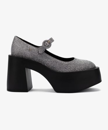 Olivia Platform Pump In Silver Lurex