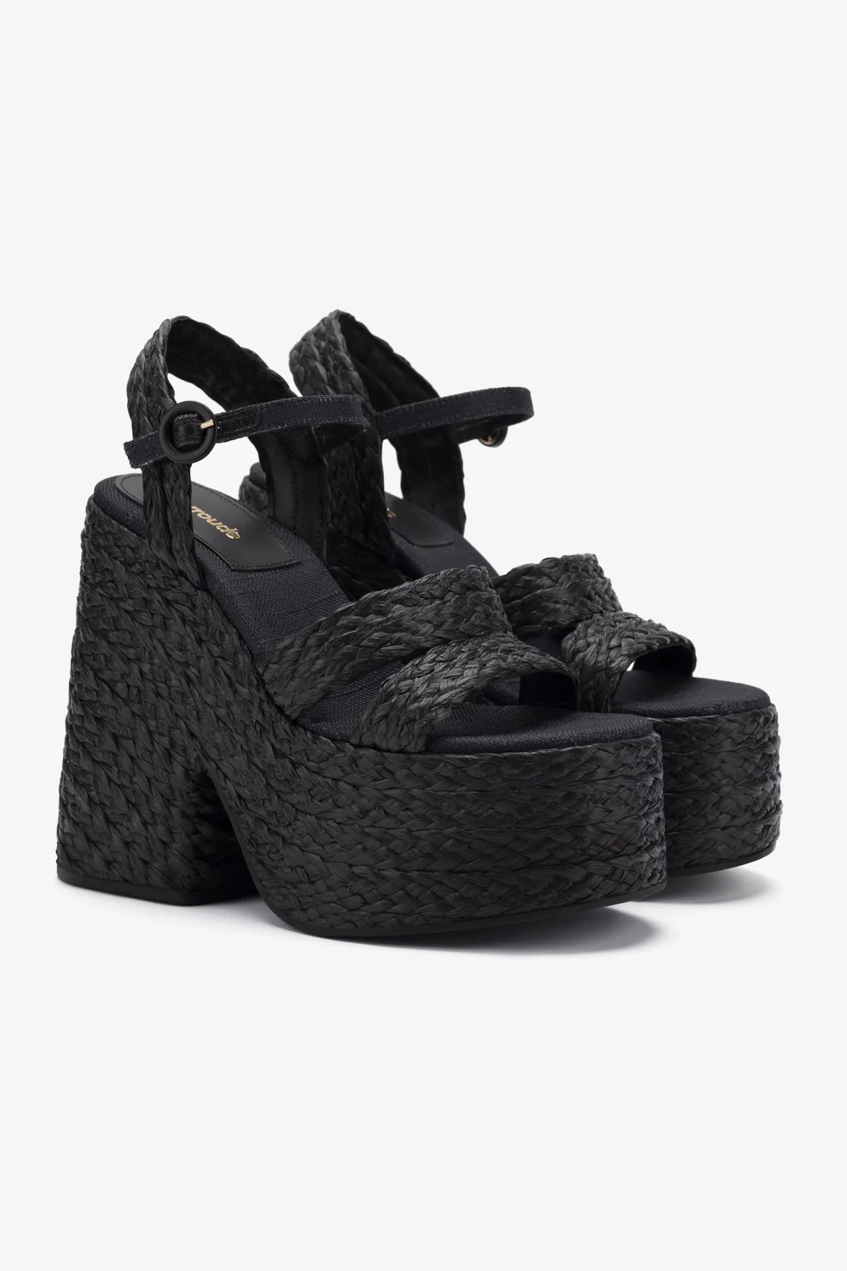 Carmen Platform Sandal In Black Raffia - Image 2