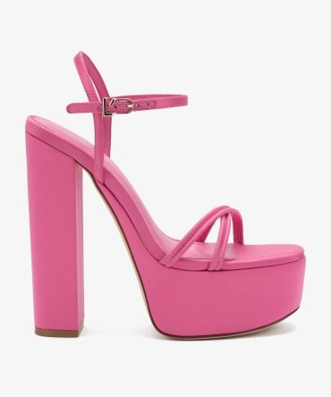 Annie Platform Sandal In Pink Satin