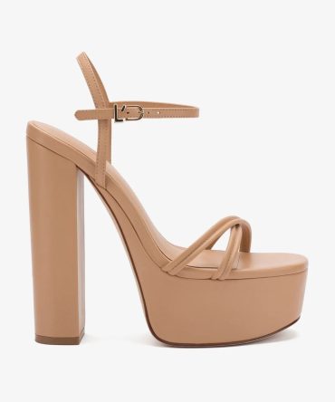 Annie Platform Sandal In Tan Leather