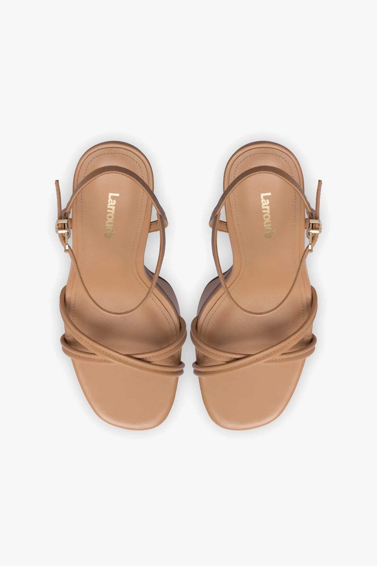 Annie Platform Sandal In Tan Leather - Image 3