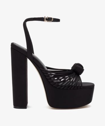 Valerie Platform Sandal In Black Satin