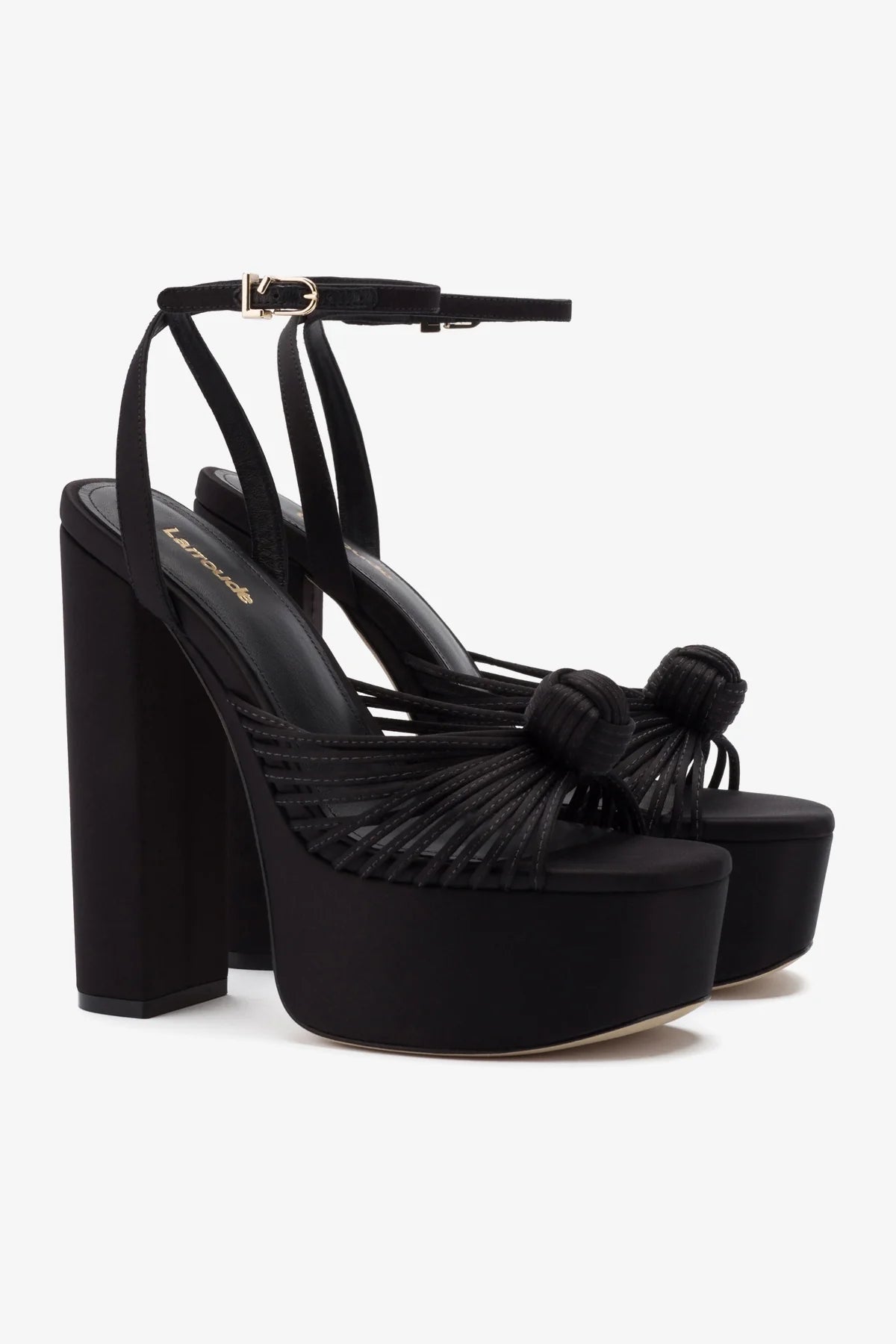 Valerie Platform Sandal In Black Satin - Image 2