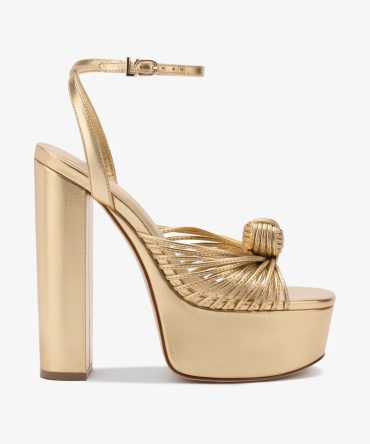 Valerie Platform Sandal In Gold Metallic Leather