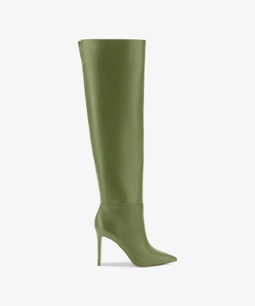 Larroudé x Jennifer Fisher Boot In Martini Green Leather