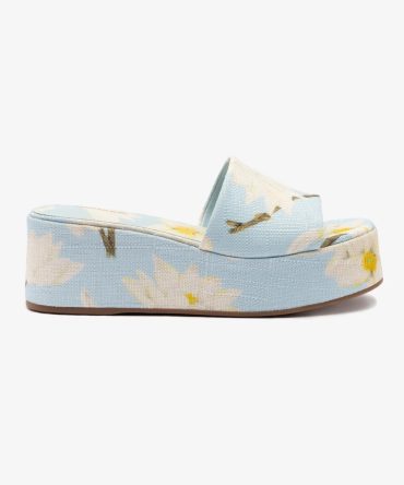 Alex Flatform Mule In Maya Printed Raffia