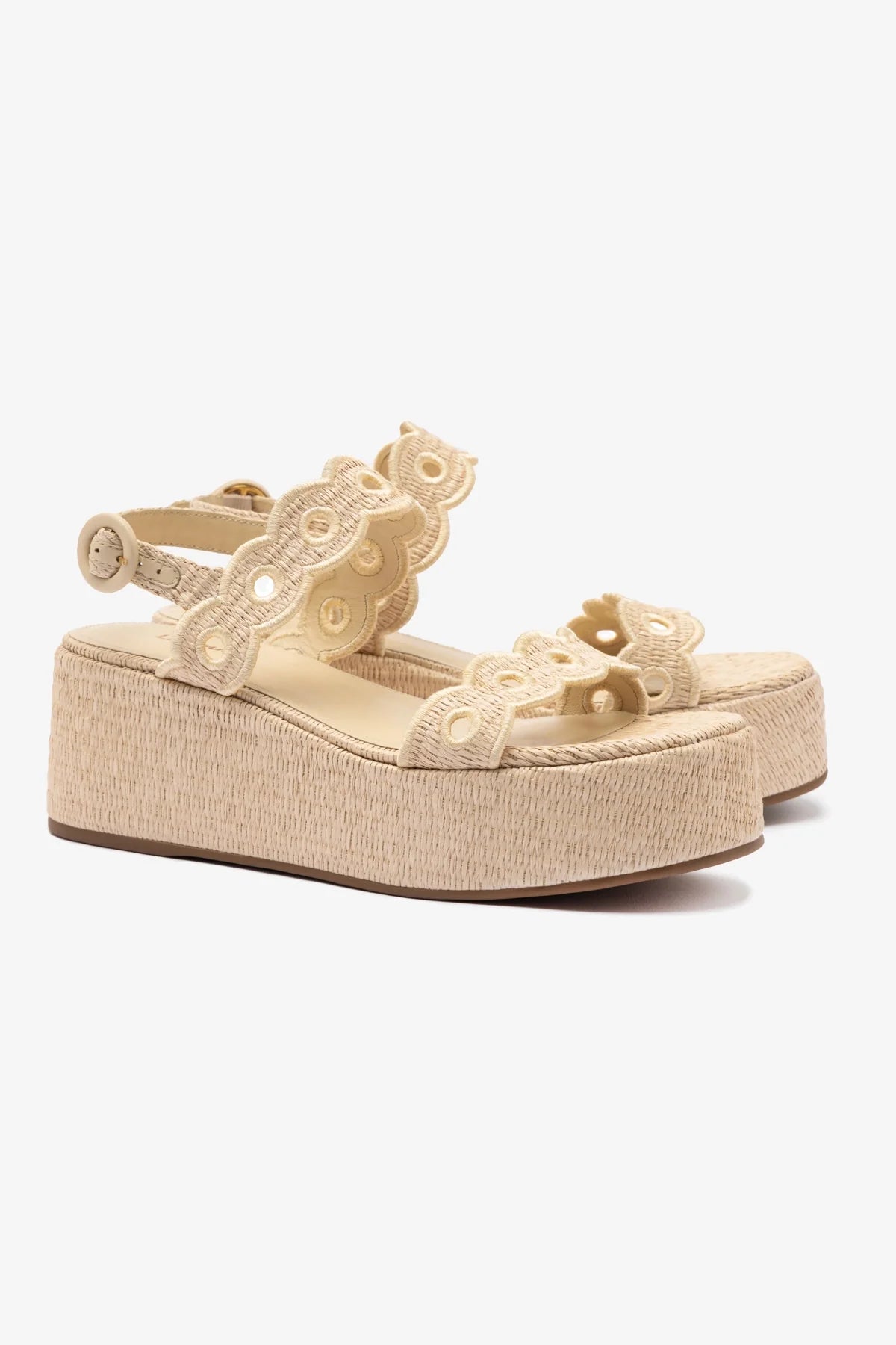 Florence Broderie Flatform In Natural Raffia - Image 2