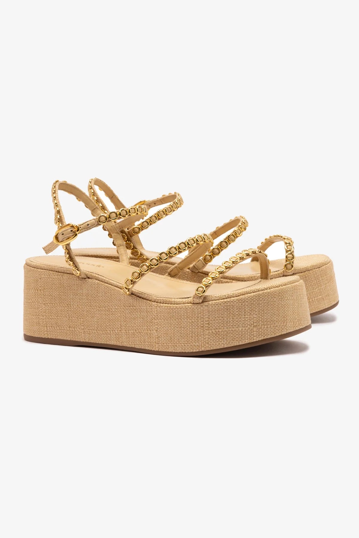 Gio Milanina Flatform Sandal In Beige Raffia - Image 2