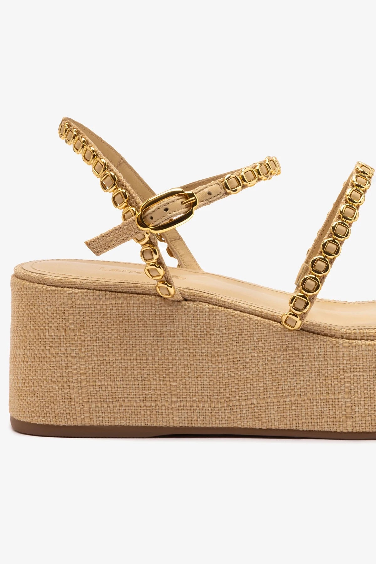 Gio Milanina Flatform Sandal In Beige Raffia - Image 4