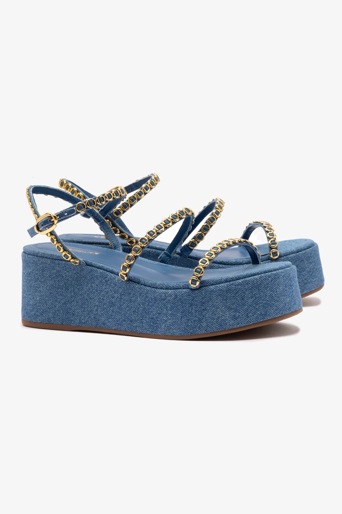 Gio Milanina Flatform Sandal In Blue Stoned Raffia - Image 2