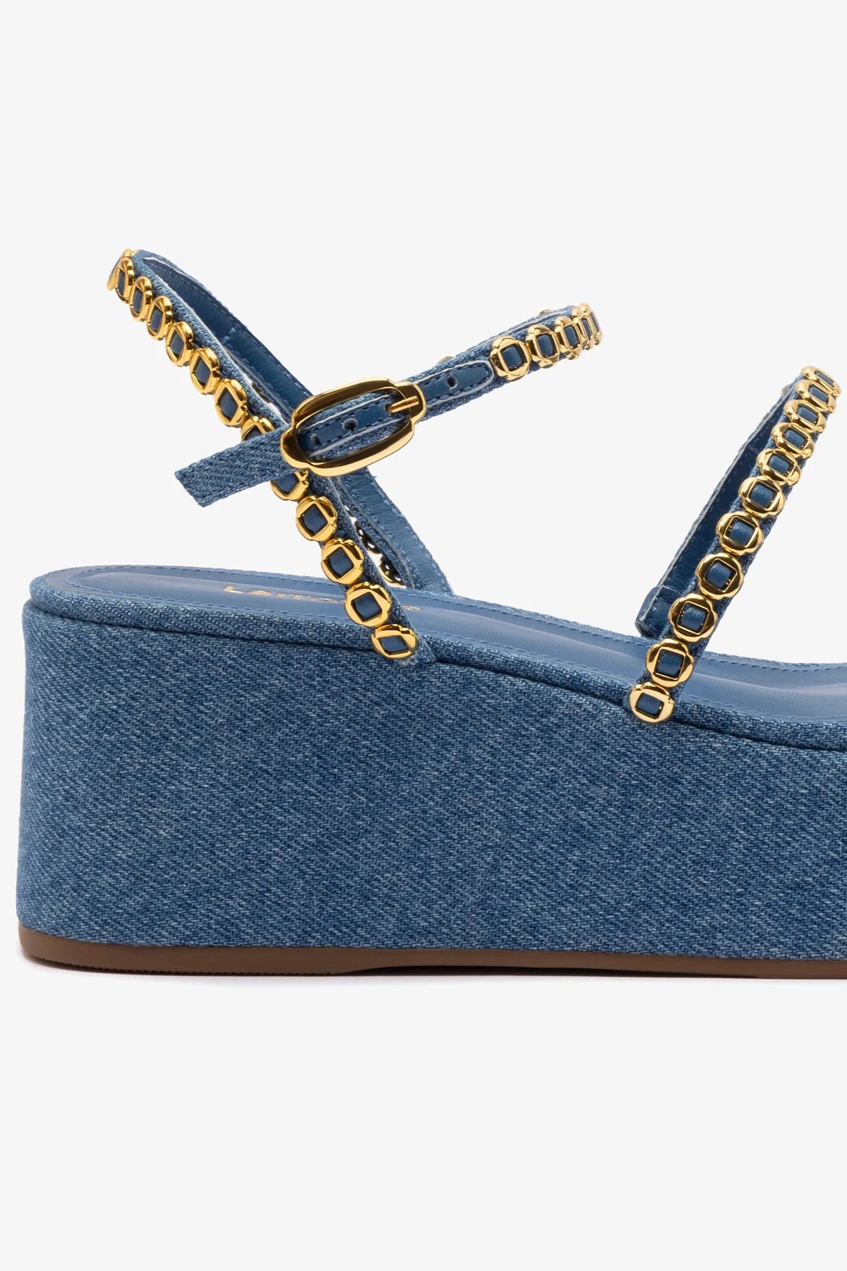 Gio Milanina Flatform Sandal In Blue Stoned Raffia - Image 4