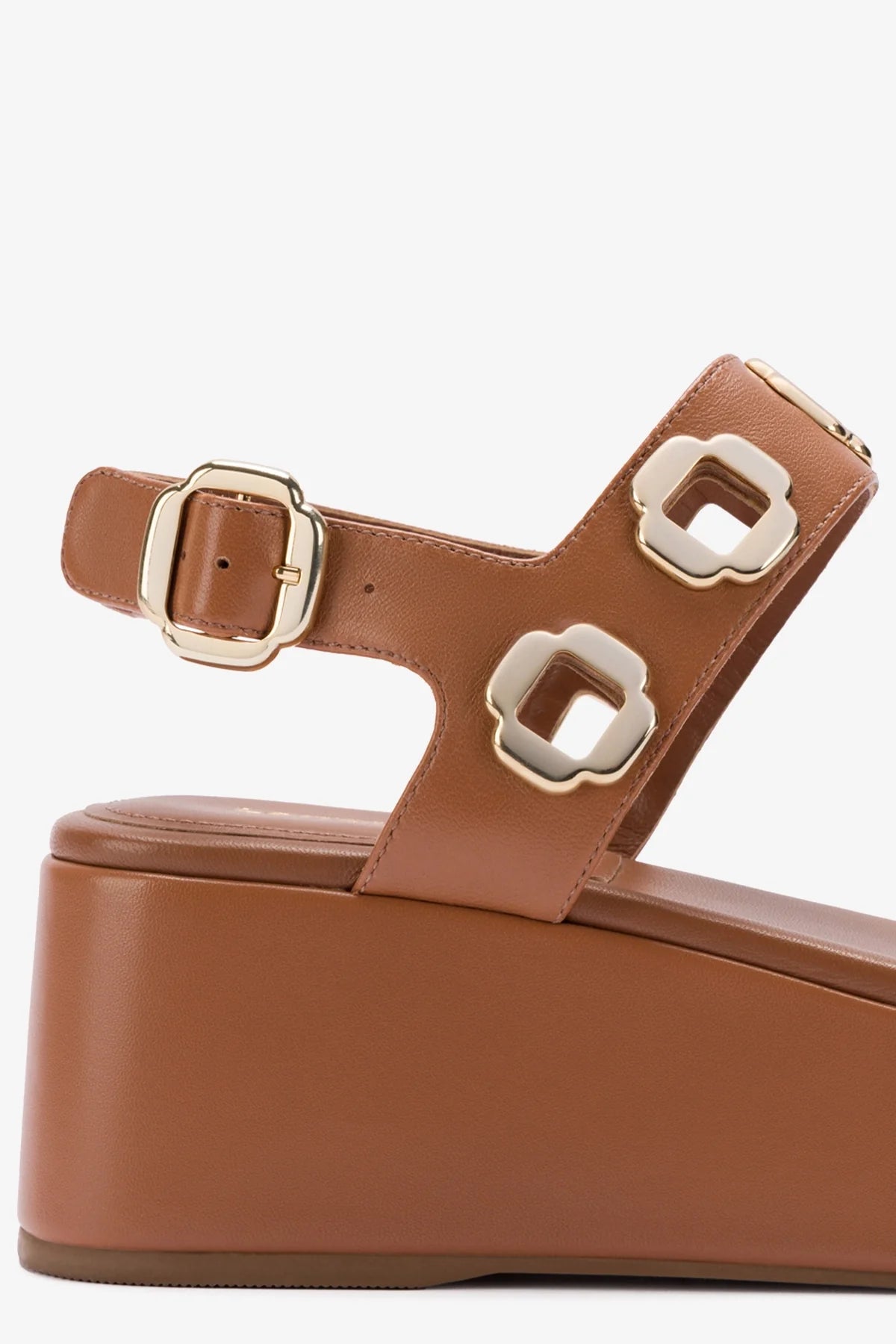 Milan Flatform Sandal In Caramel Leather - Image 4