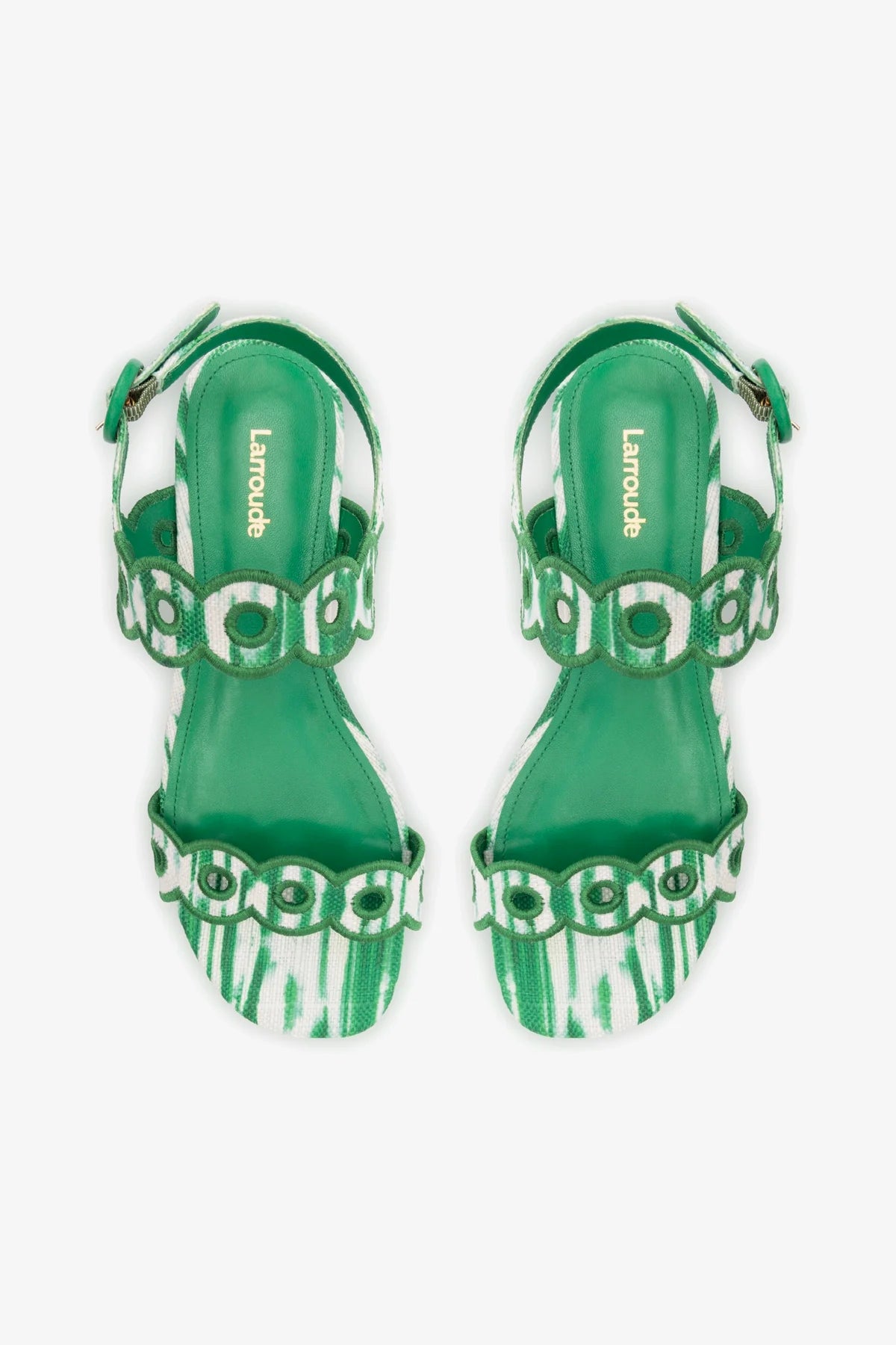 Florence Broderie Flat Sandal In Tie Dye Evergreen Raffia - Image 3